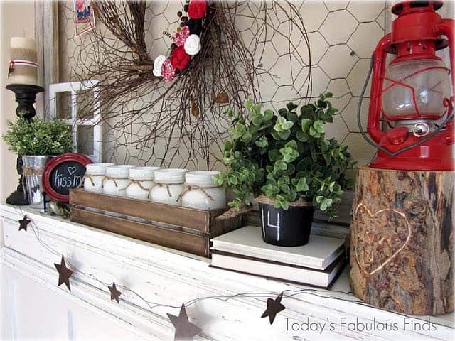 Create a Rustic Valentine Mantel Display