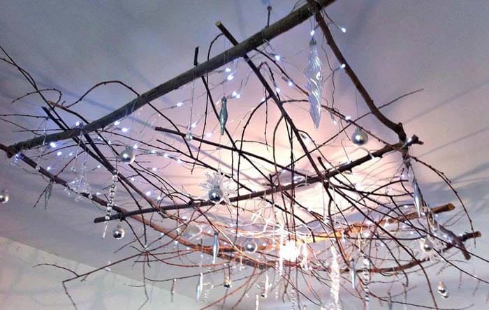 Create a Ceiling of Icicles with White Lights for Christmas