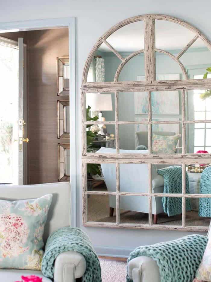 Transform a Room with an Arched Wooden Window Mirror