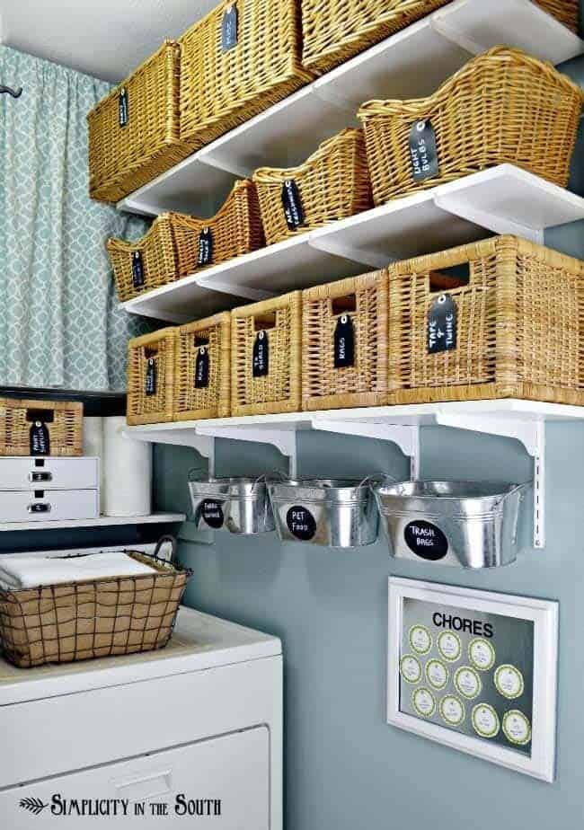 Maximize Storage in a Small Laundry Room with Open Shelves