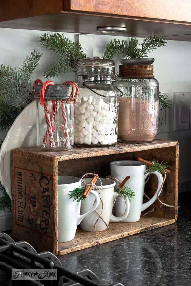 Make a Rustic Hot Cocoa Station with Upcycled Wooden Box