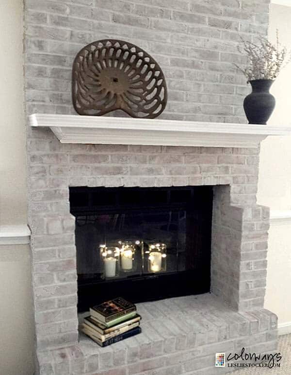 Turn Brick Fireplace into Modern Showcase with Whitewash