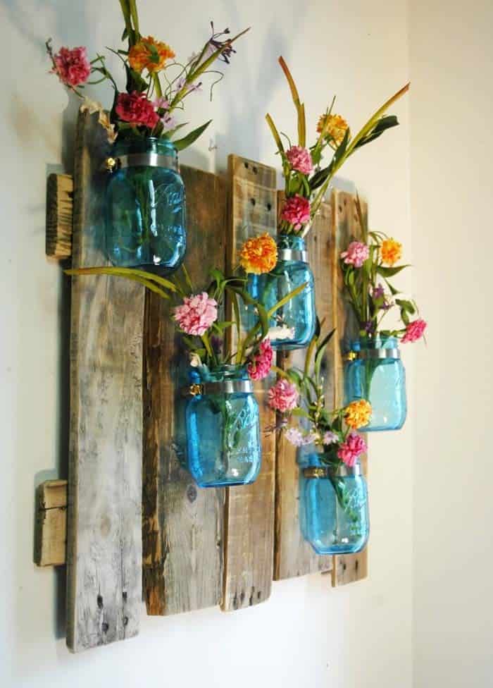 Add Bright Color With Blue Mason Jars