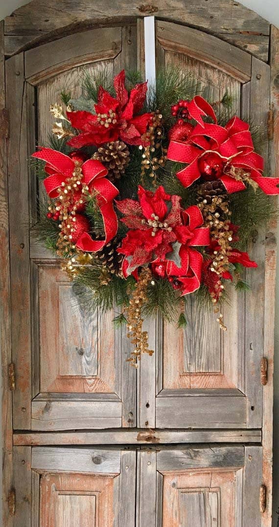 Welcome Guests in Style with a Red and Gold Pine Wreath