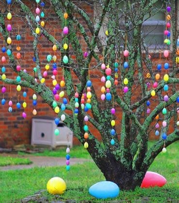 Light Up Your Outdoors with a Colorful Easter Egg Tree