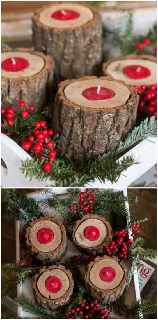 Natural Log Tealight Holder