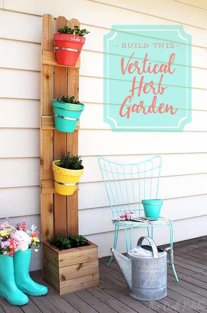 Vertical Garden with Discarded Flower Pots and Fence Slats