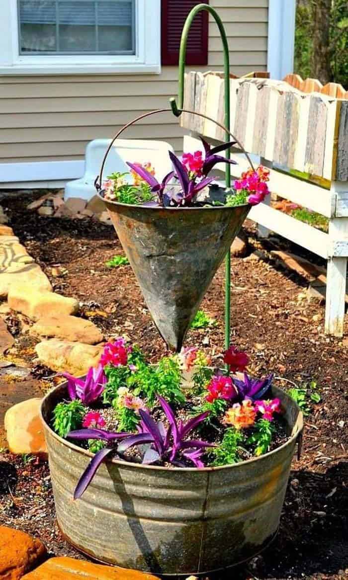 Galvanized Metal Tiered Flowers