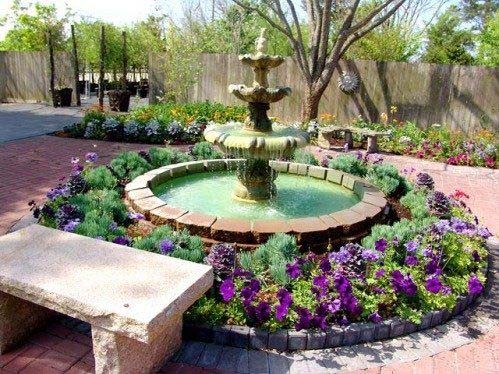 Surround Fountain With Edged Garden Bed