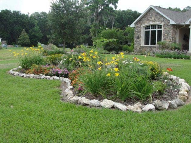 Garden Island With Seasonal Flowers