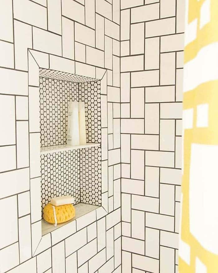 Retro Style Parquet Shower Tiles