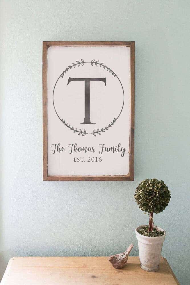 Personalized Home Decor Sign with a Dark Walnut Frame