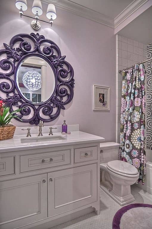 Enchant Your Bathroom with a Dark Purple Mirror Frame