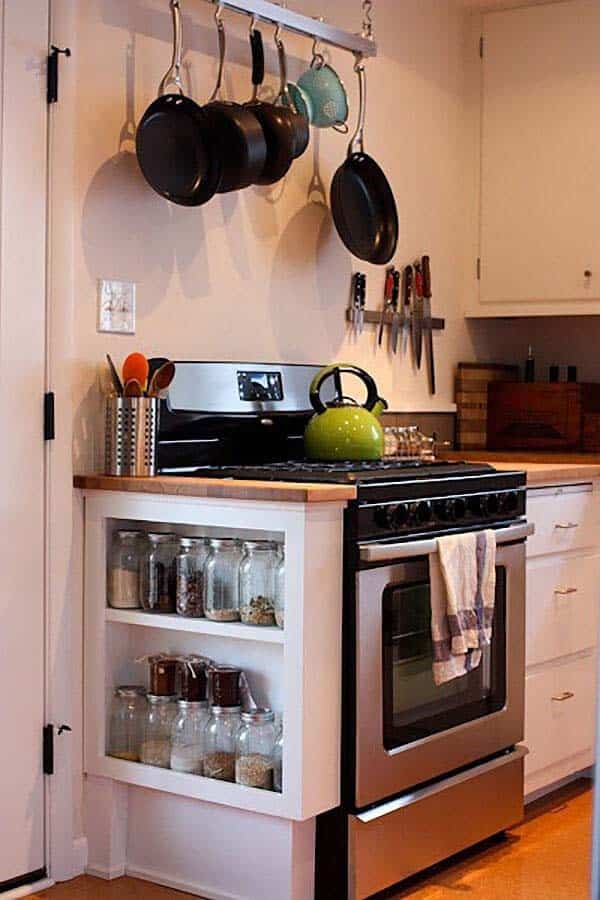 Recessed Jar Storage Shelves