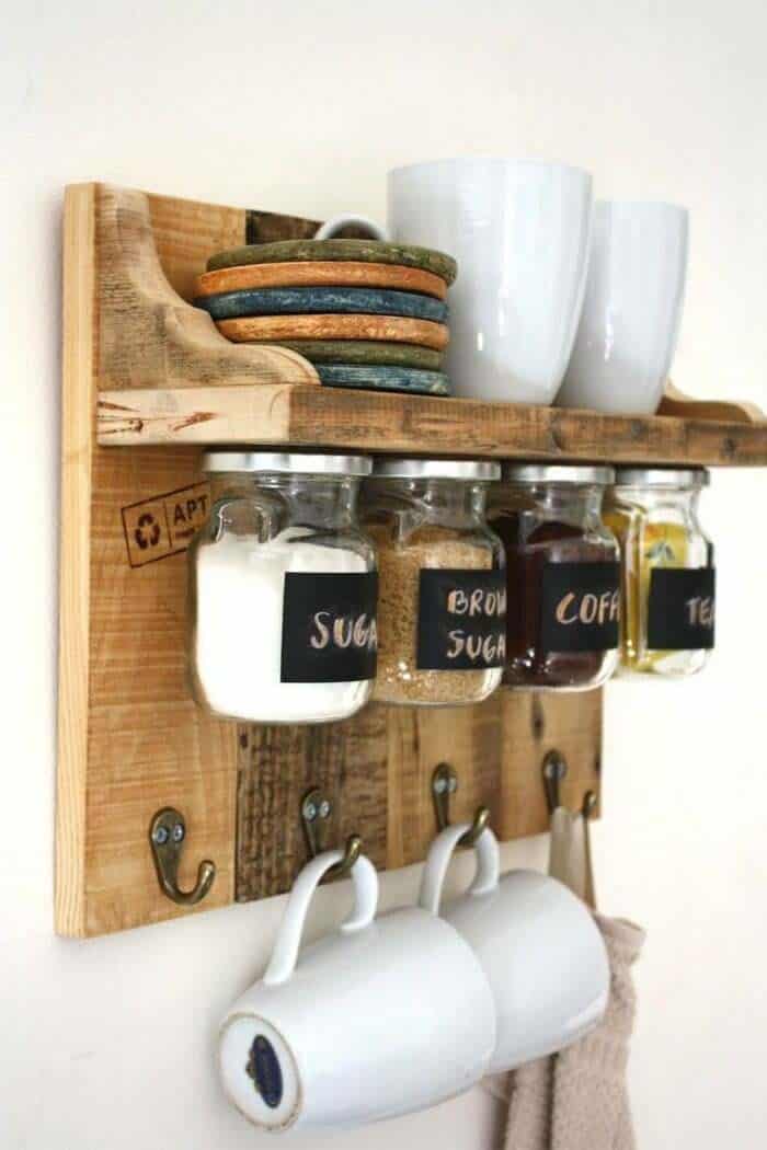 Under Shelf Storage With Mounted Jars