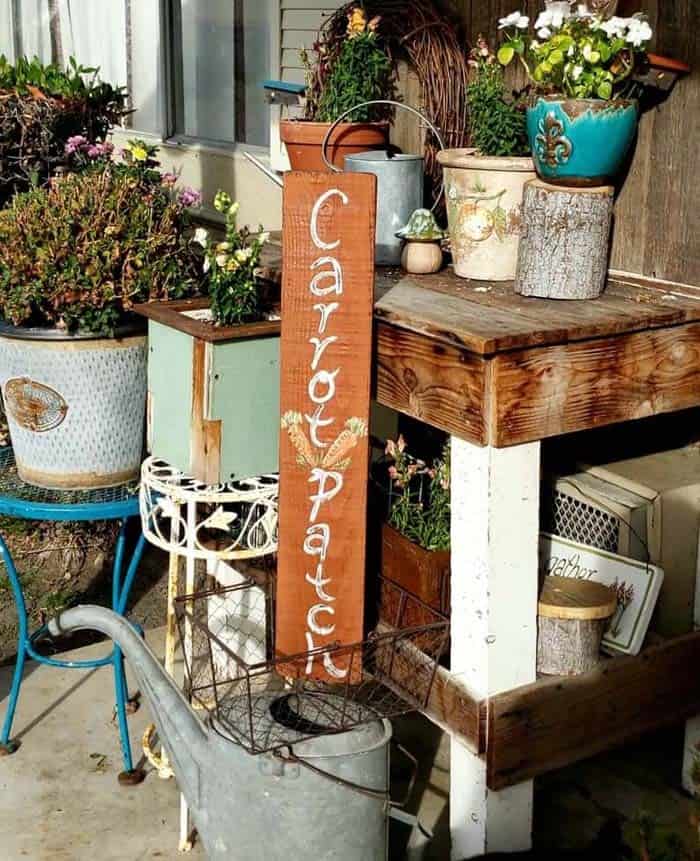 Potters Bench Holds Eclectic Planters