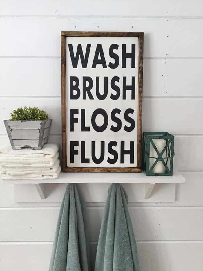 Rustic Wash Brush Floss Flush Wall Sign