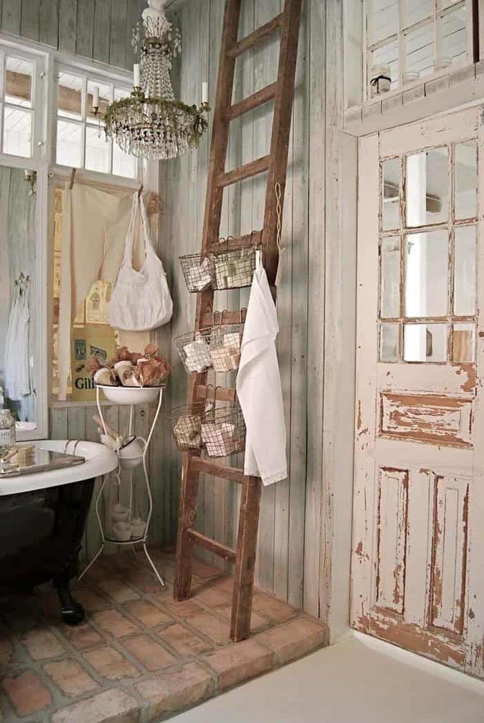 Antique Ladder Adds Vertical Storage