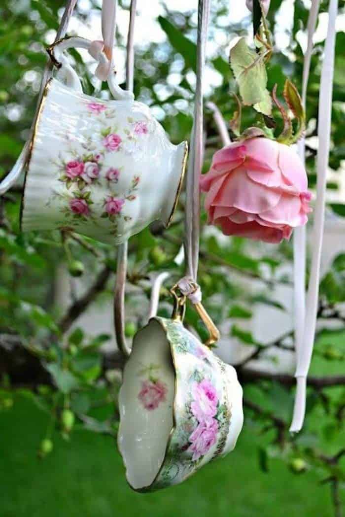 Hang Tea Cup Bird Feeders in Your Backyard