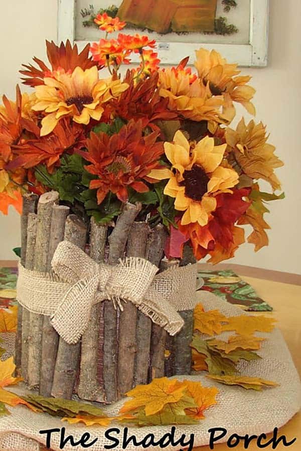 Turn a Coffee Can into a Fall Flower Planter with Branches