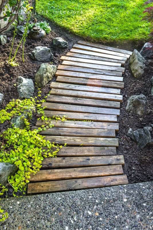 Reclaimed Wooden Slats Walkway