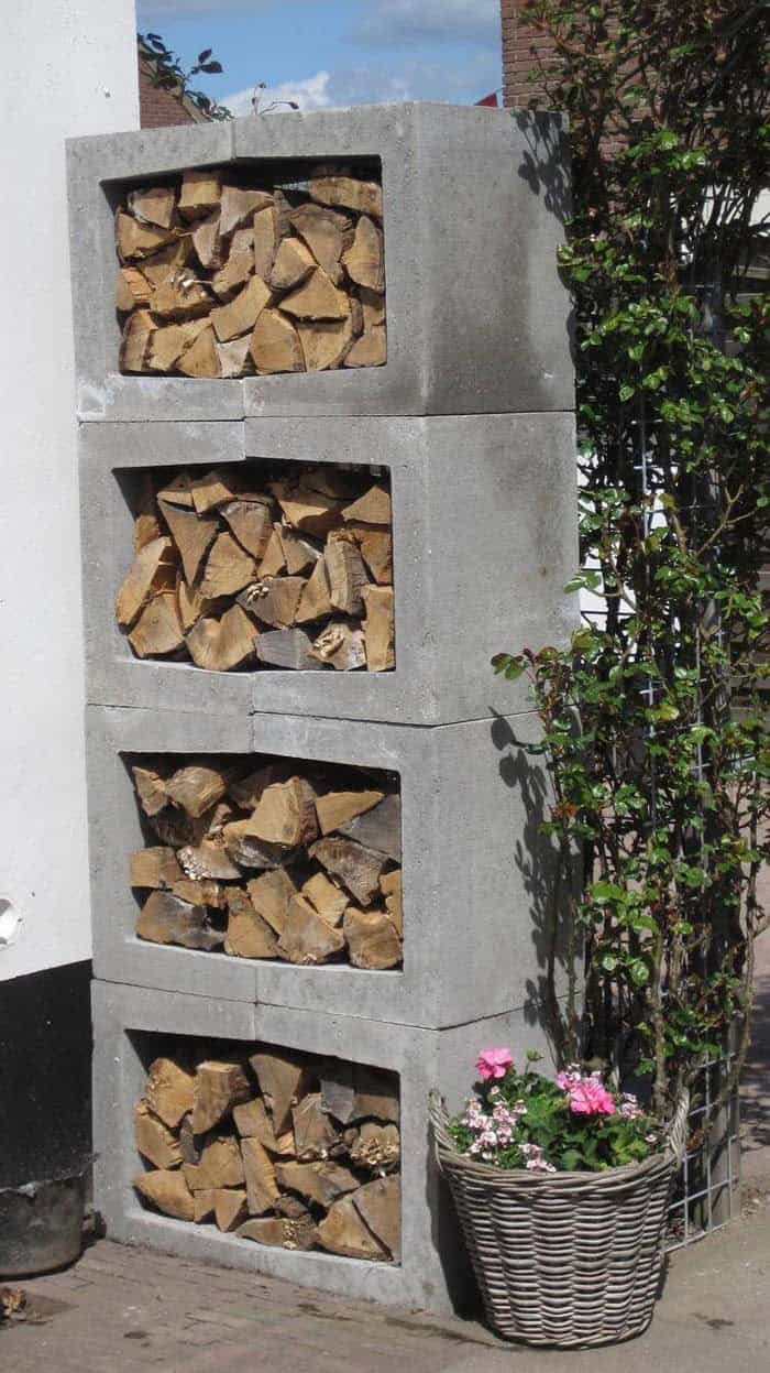 Stack Concrete Blocks for Firewood as Needed