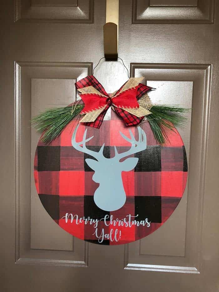 Rustic Reindeer Door Welcome Sign