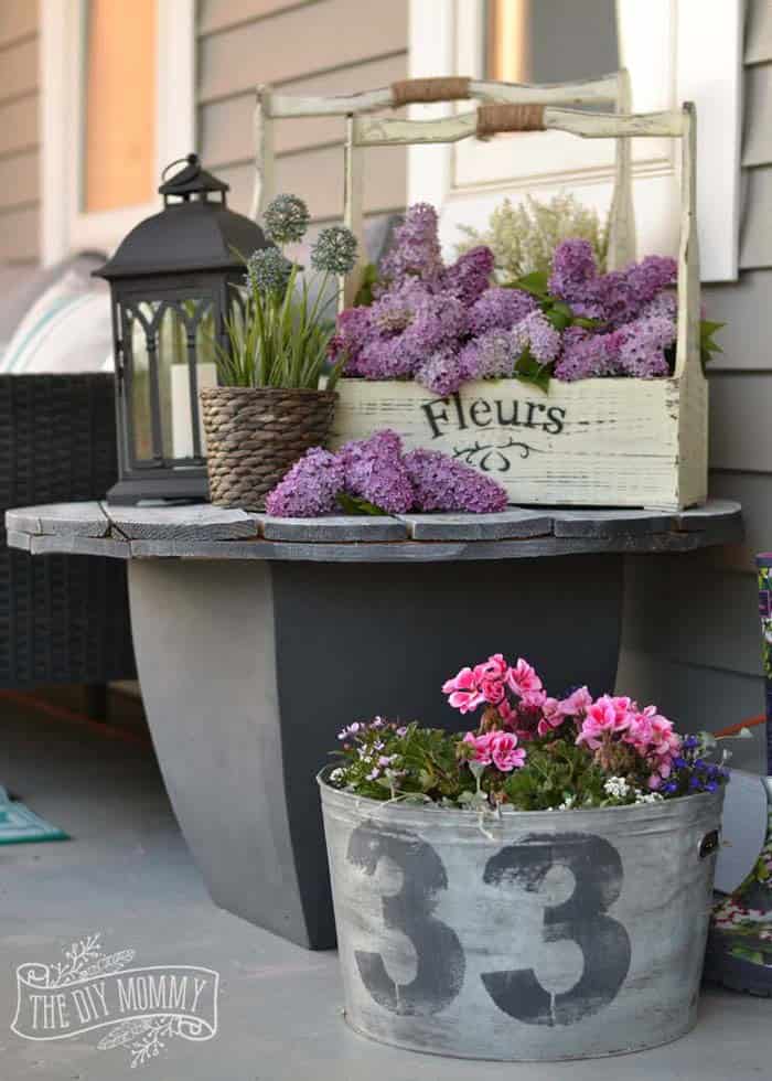 Create a Farmhouse Porch with a Vintage Flower Planter