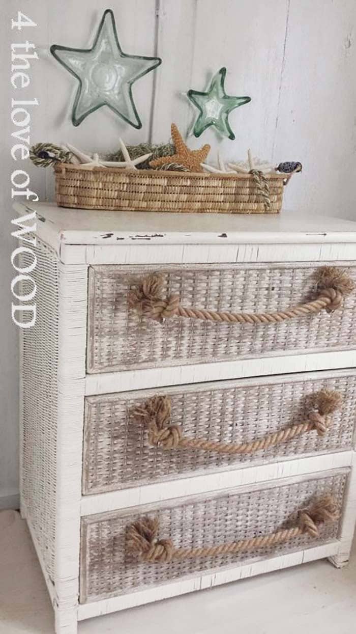 Rope Drawer Pulls Upgrade A Wicker Dresser