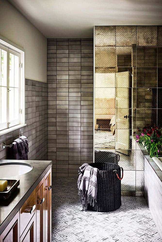 Metallic Modern In An Eclectic Bath