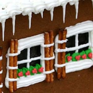 Design Gingerbread House Window Shutters with Pretzels