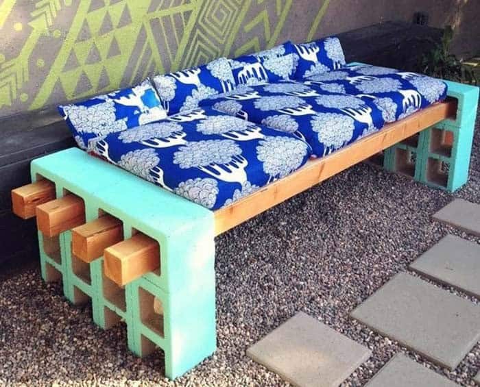 Enhance Your Patio with a Cinder Block Cushioned Bench