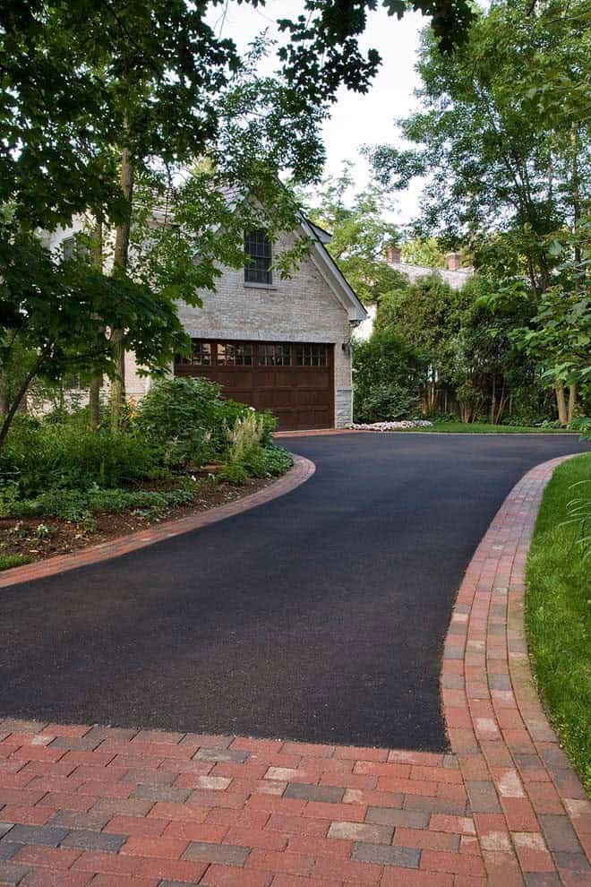 Clay Pavers Edge an Asphalt Drive