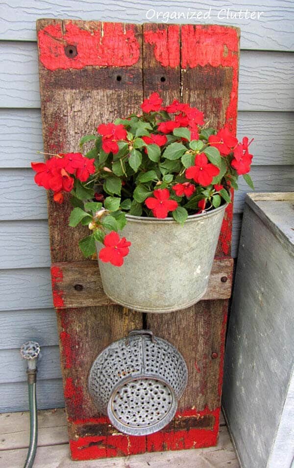 Reclaimed Wooden Plank Floral Display