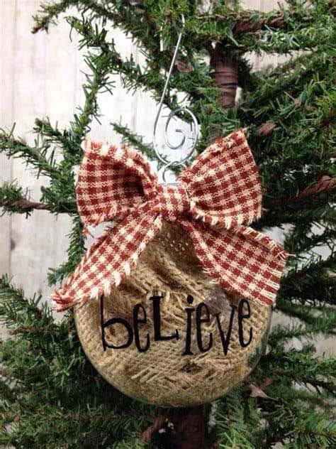 Decorate Clear Ornaments With Burlap