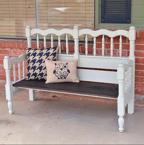 Repurpose Your Old Wooden Bed into an Outdoor Bench