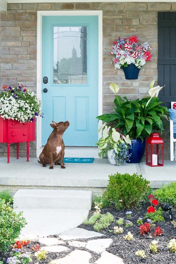 Americana Porch Design with Red, White and Blue Colors