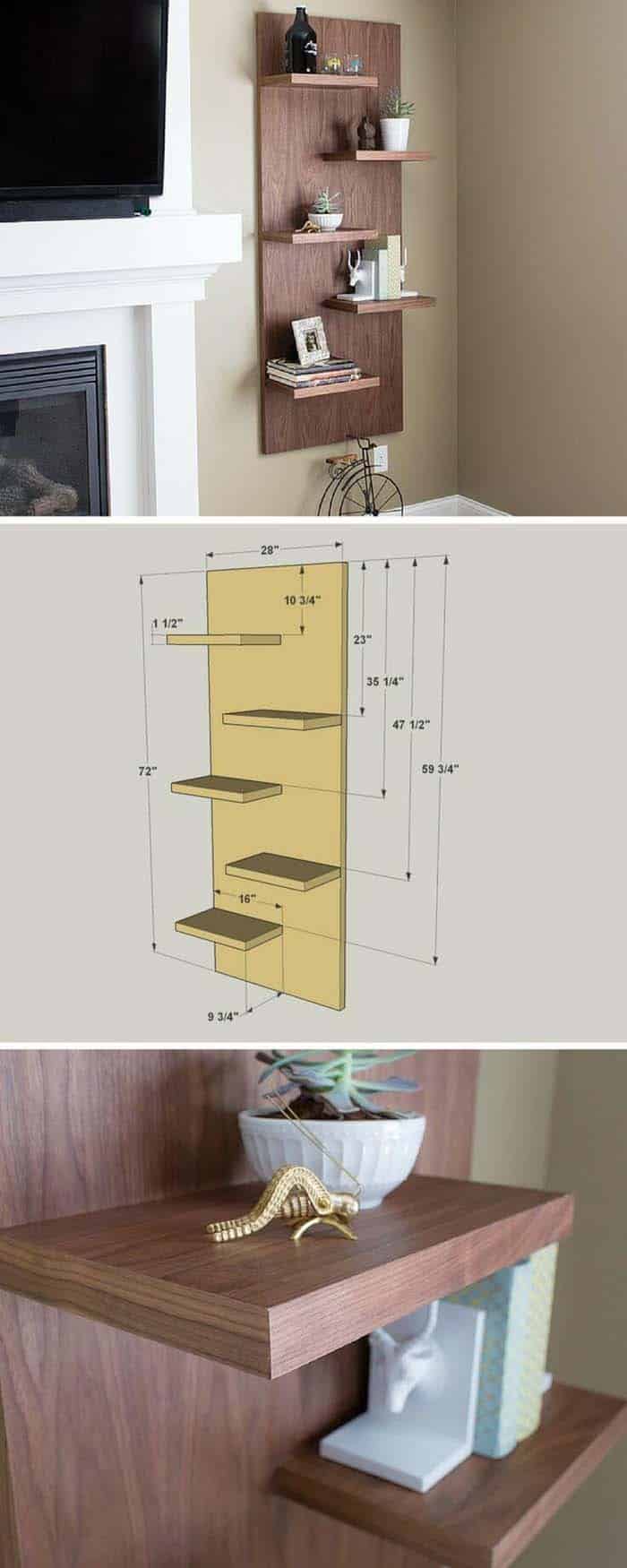 Brilliant Wall Shelving Design From Plywood