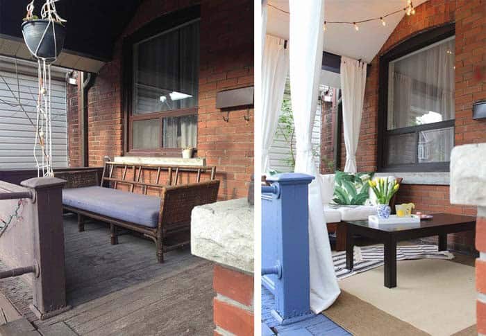 Brighten a Dark Porch with Color and Curtains