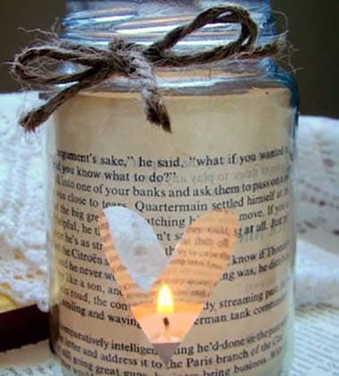 Upcycled Book Jar Candle with Twine Accent