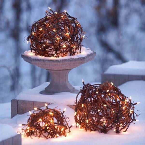 Bring Rustic Charm with Grapevine Balls and String Lights