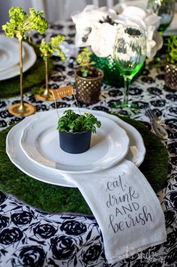 Decorate with Mini Moss Plants and Place Cards