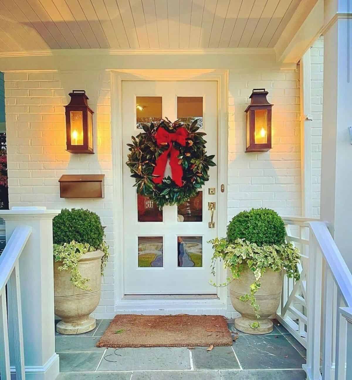 Wreath And Flower Pots Decoration