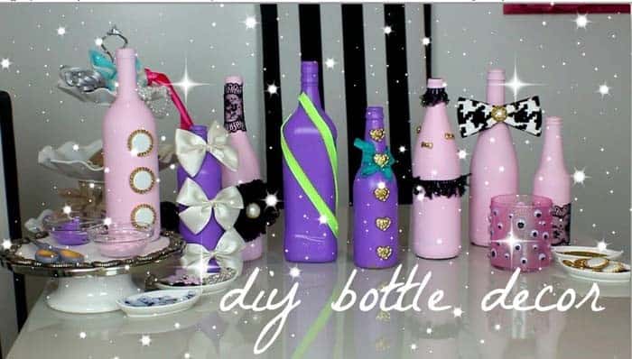 Inexpensive Themed Décor with Painted Wine Bottles