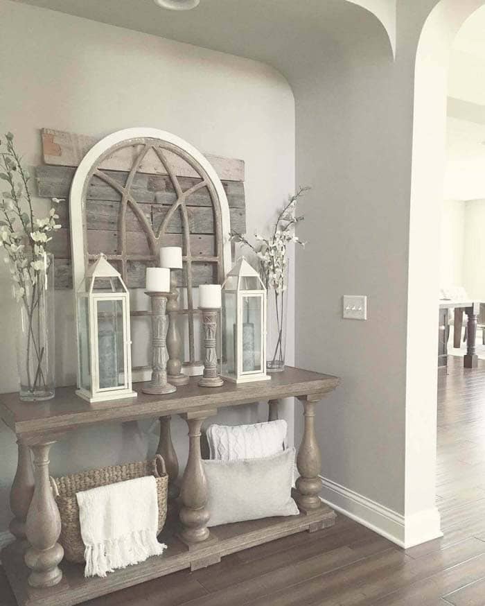 Grayscale Natural Wood Elements Entry Display