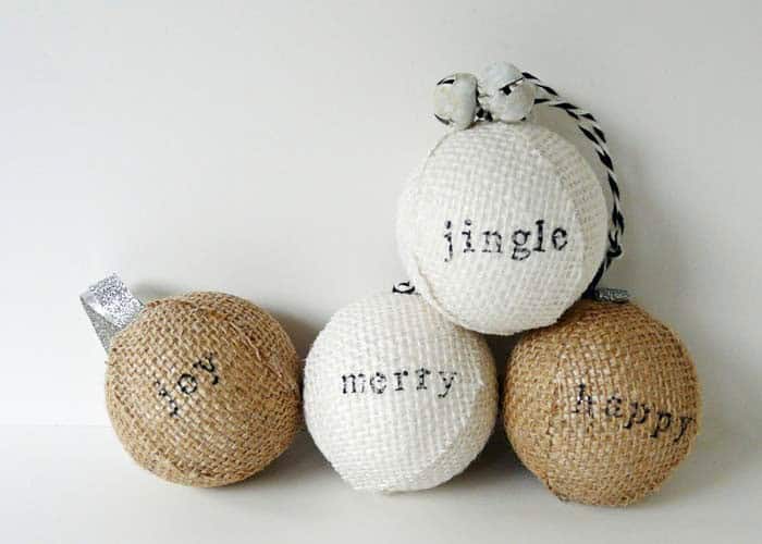 Customize Ball Ornament with Rustic Burlap