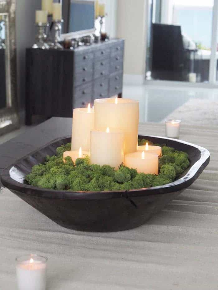 Natural Moss Candle Garden