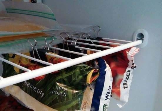 Use Binder Clips for Creative Freezer Hack