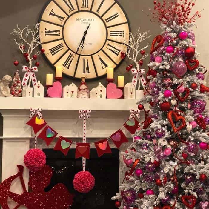 Decorate a Christmas Tree with Valentine’s Day Ornaments