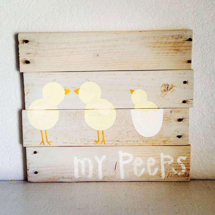 Put Cute Easter Chicks on Pallet Sign